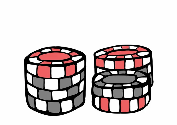 Doodle kasinomarker isolerade — Stockfoto