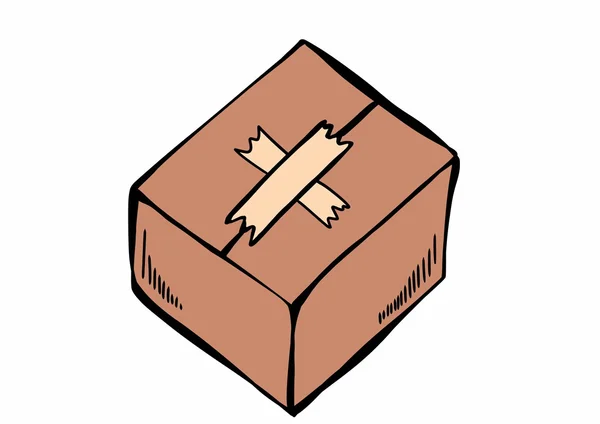 Caja de cartón Doodle — Foto de Stock