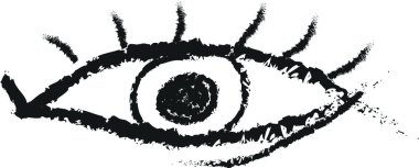 Doodle göz, kömür hattı sanat