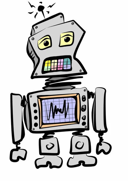 Komik robot doodle — Stok fotoğraf