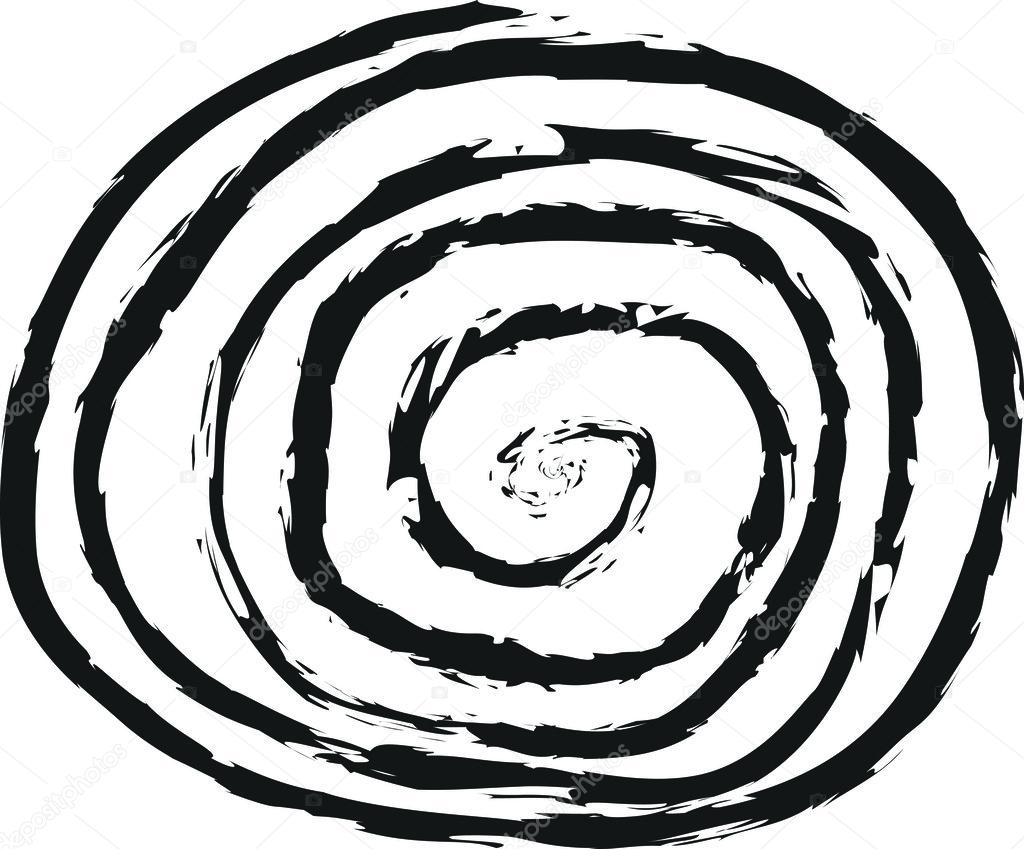 Doodle line spiral, charcoal line art