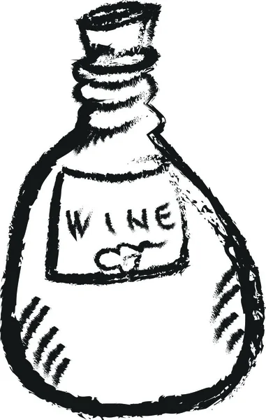 Vino de botella de Doodle — Foto de Stock