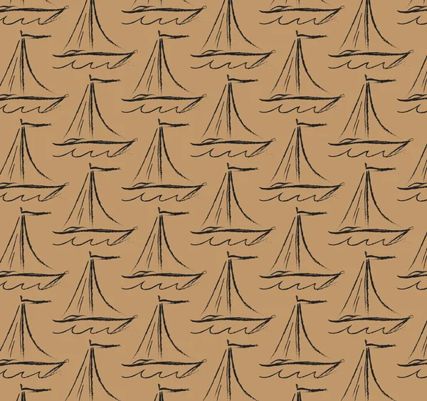 Muster Segelboot einfache Doodle Holzkohle — Stockfoto