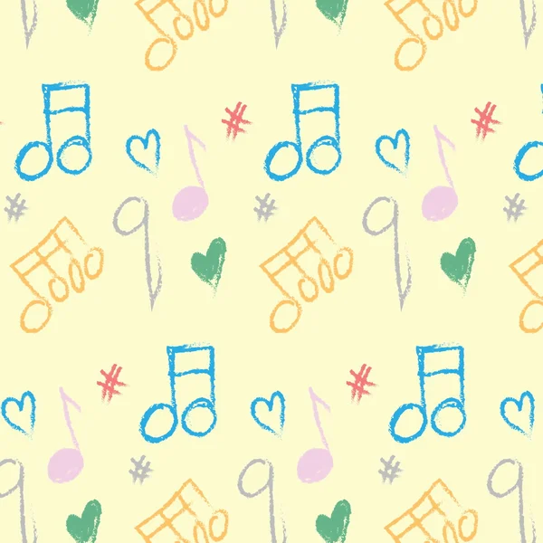 Doodle patrón musical notas textura sin costuras —  Fotos de Stock