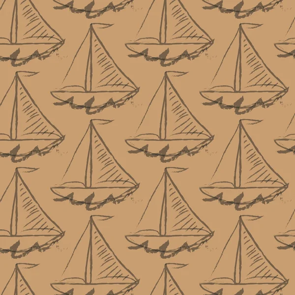 Muster Segelboot einfache Doodle Holzkohle — Stockfoto