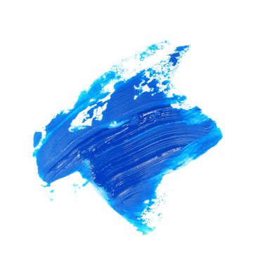 Mavi grunge fırça darbeleri yağlı boya beyaz arka plan üzerinde izole