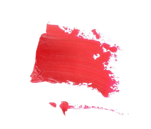 Roter Grunge Pinsel streicht Ölfarbe isoliert auf weißem Hintergrund, mit Clipping-Pfad — Stockfoto