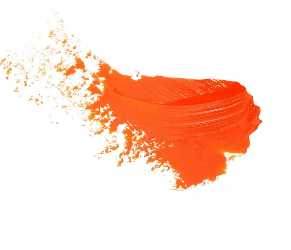 Turuncu grunge fırça darbeleri yağlı boya beyaz arka plan üzerinde izole