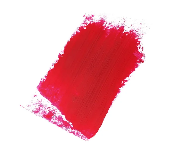 Red grunge brush strokes oil paint isolated on white background, with clipping path — Stock Photo, Image