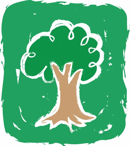 Doodle eko yeşil ağaç sembolü — Stok fotoğraf