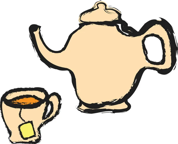 Doodle grunge taza de té — Foto de Stock
