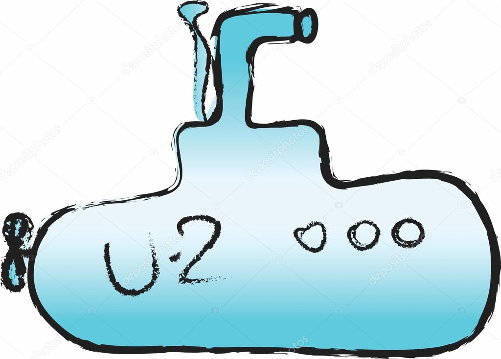 Doodle blue submarine