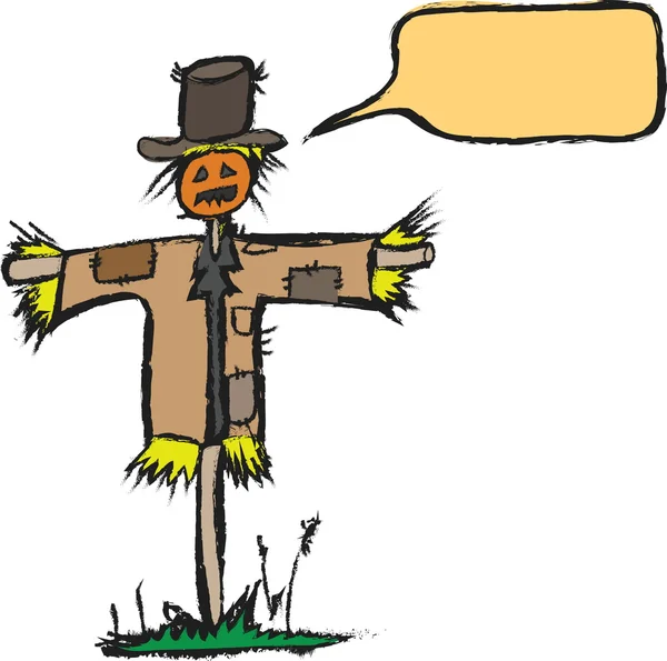 Doodle grunge scarecrow and speech bubble — Stock Photo, Image