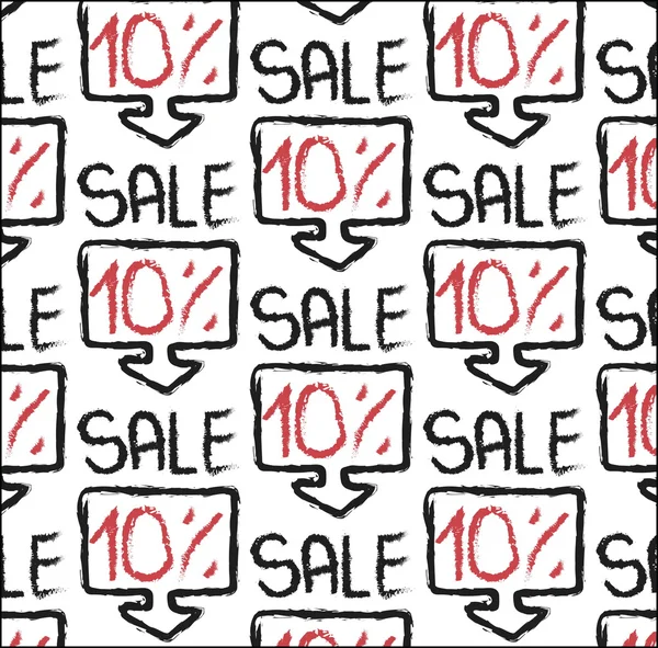 Doodle sale pattern 10 percent discount icon off speech bubble — Stock Photo, Image
