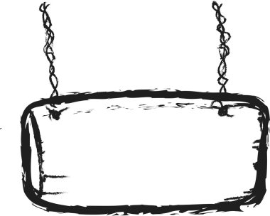 Ahşap retro işaret kurulu zincirleri üzerinde asılı ahşap doodle