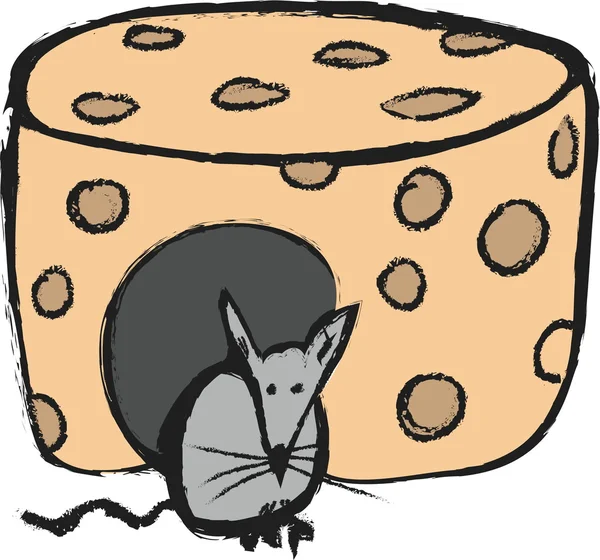 Doodle concept muis en kaas — Stockfoto