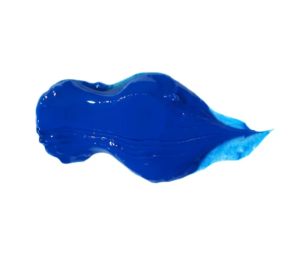 Blauer Grunge Pinsel streicht Ölfarbe isoliert auf weißem Hintergrund — Stockfoto