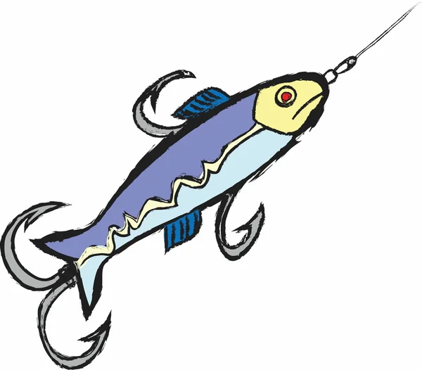 Doodle fiske vingla ikonen — Stockfoto