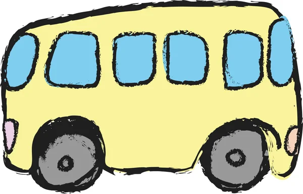 Doodle gelber Bus — Stockfoto