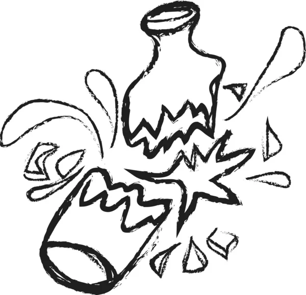 Doodle gebroken fles — Stockfoto