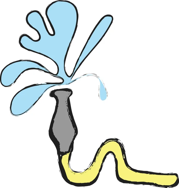 Doodle hose with water splash — Stock Photo, Image