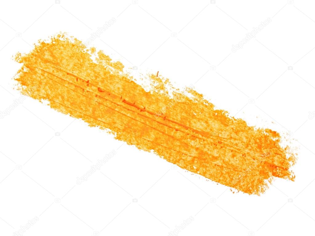 Photo grunge yellow wax pastel crayon spot isolated on white background