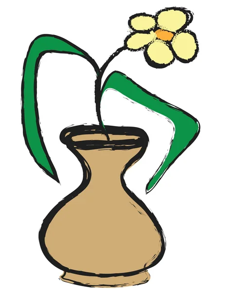 Doodle flower in vase — Stock Photo, Image