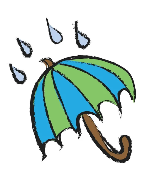 Doodle şemsiye yağmur altında — Stok fotoğraf