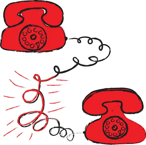 Doodle rapporto caldo-rosso, telefono rosso — Foto Stock