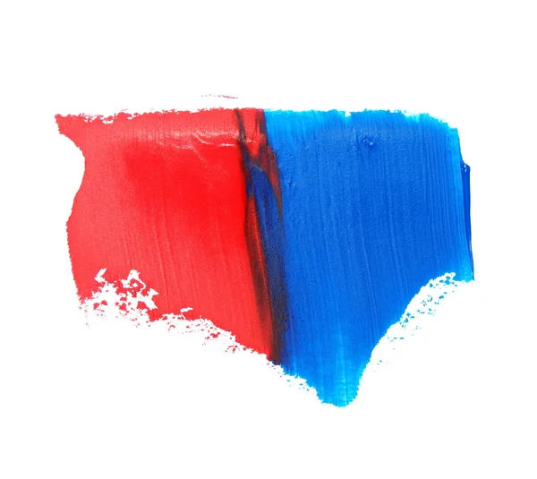 Photo rouge, bleu coup de pinceau grunge peinture à l'huile isolée sur blanc — Photo