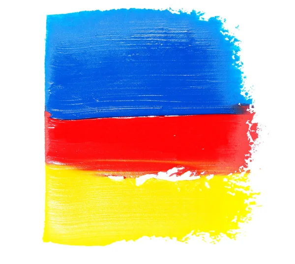 Foto rojo, amarillo, azul grunge pinceladas pintura al óleo aislado en blanco —  Fotos de Stock