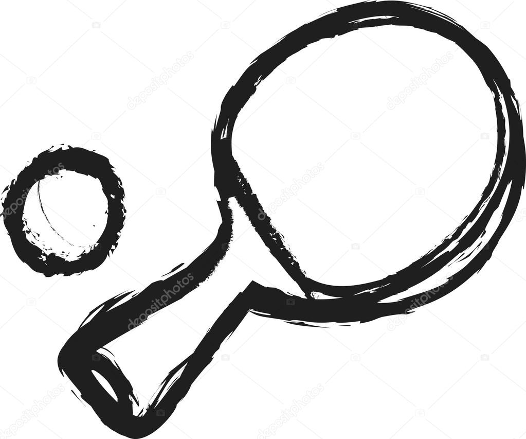 Doodle table tennis, ping pong rackets and ball — Stock Photo