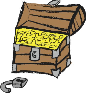 Altın sikke Doodle hazine sandığı