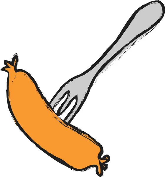 Cartoon Sausage on fork — Stock Photo, Image