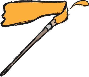 Çizgi film retro kontur boya fırçası