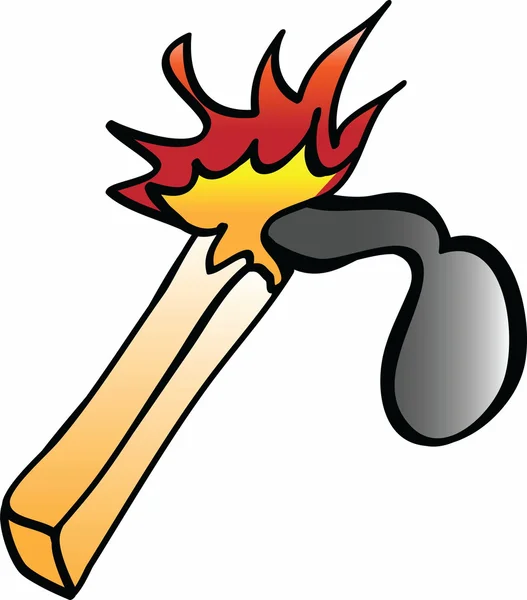 Cartoon flaming match isolated on white,  illustration — Stock Photo, Image