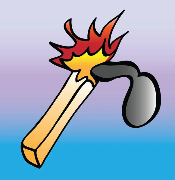 Cartoon flaming match isolated illustration — Stock Photo, Image