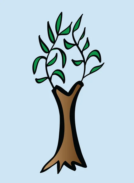 Cartoon style tree icon isolated on blue , concept deforestation afforestation — Stock Photo, Image