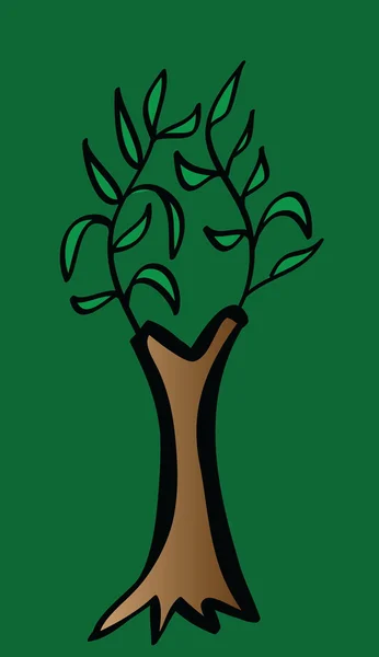 Cartoon style tree icon isolated on green, concept deforestation afforestation — Stock Photo, Image