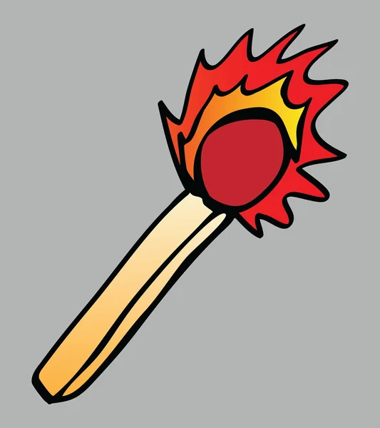 Cartoon flaming match isolated illustration