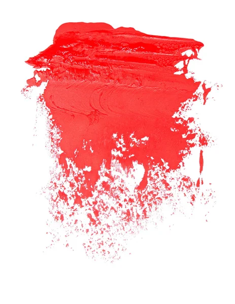 Red grunge brush strokes oil paint isolated on white background — Stock Photo, Image