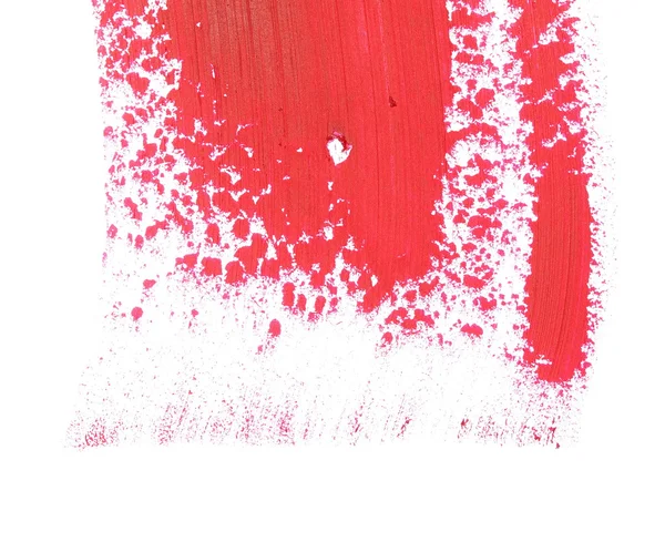 白い背景で隔離赤いグランジ ブラシ ストローク オイル ペイント — ストック写真