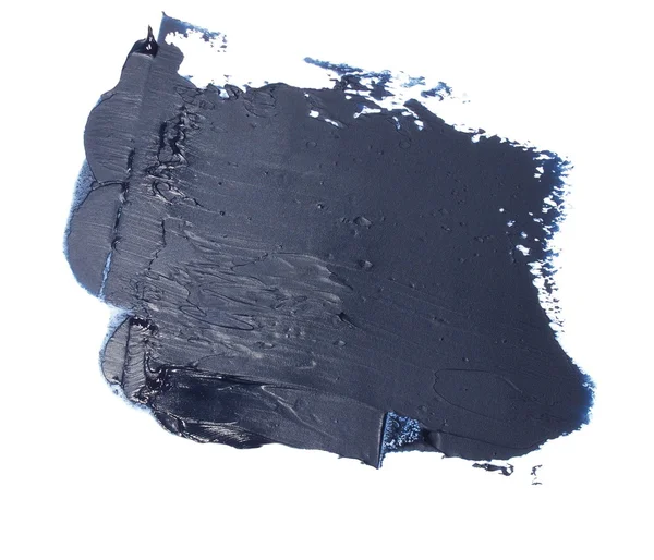 Pennello blu scuro pennellate grunge pittura ad olio isolato su sfondo bianco — Foto Stock