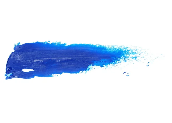 Blue grunge brush strokes oil paint isolated on white background — Stock Photo, Image