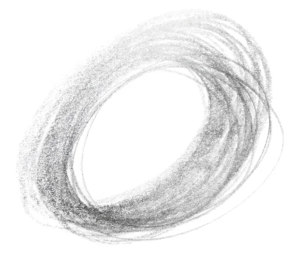 孤立在白色背景上的椭圆 grunge 石墨铅笔纹理 — 图库照片
