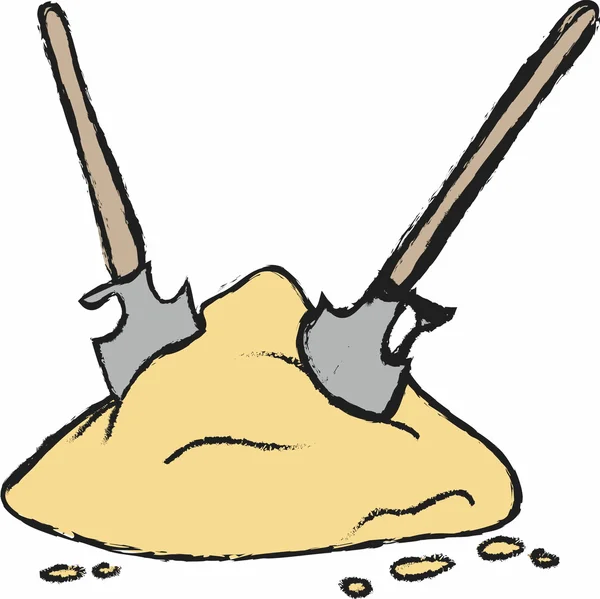 Cartoon shovel working on sand — Stock Photo, Image