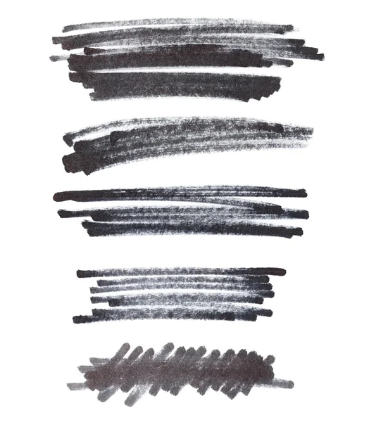 Black marker hatched grunge texture isolated on white background — Stock Photo, Image