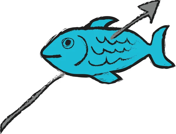 Cartoon fish and harpoon — Stock Photo, Image