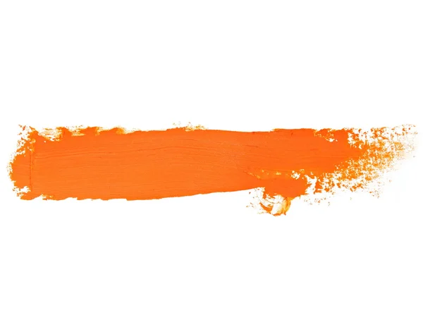 Orange grunge brush strokes oil paint isolated on white — Stock Photo, Image