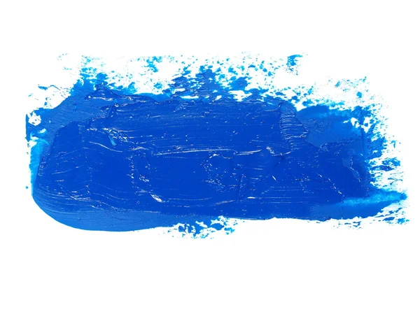 Kék grunge ecsetvonásokkal olajfesték elszigetelt fehér background — Stock Fotó